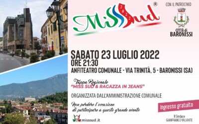 Sabato 23 Luglio 2022: Miss Sud a Baronissi (Sa)